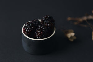 Small bowl of deliciously ripe blueberries